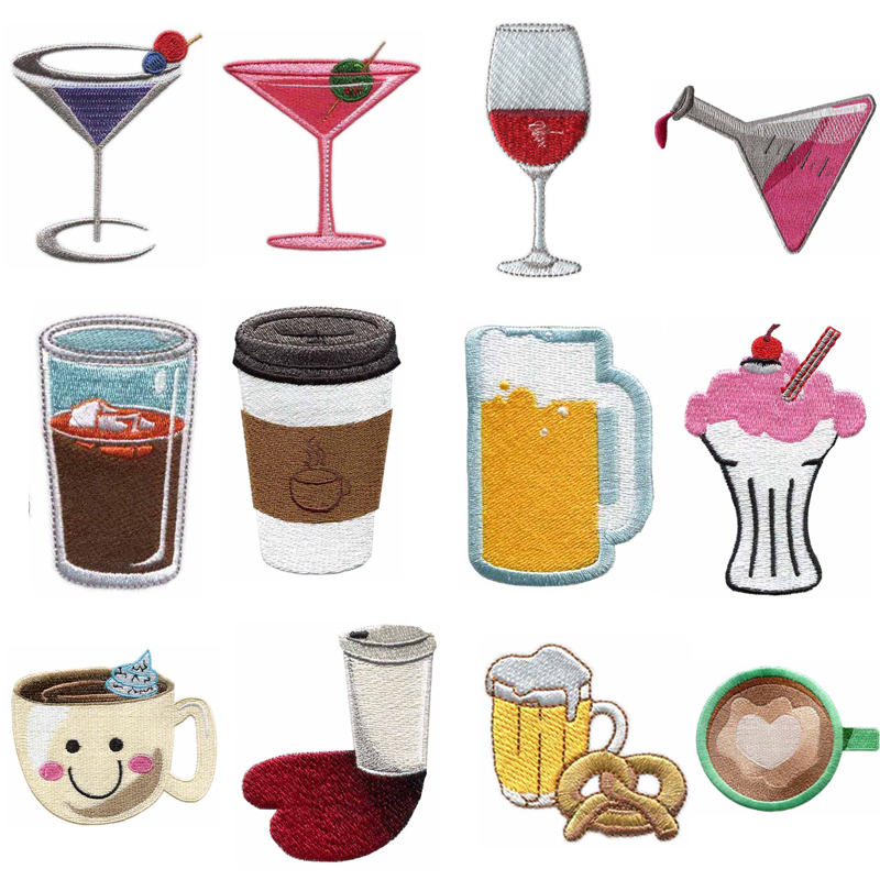 Wine Beer Hat - Parches bordados termoadhesivos con motivos de