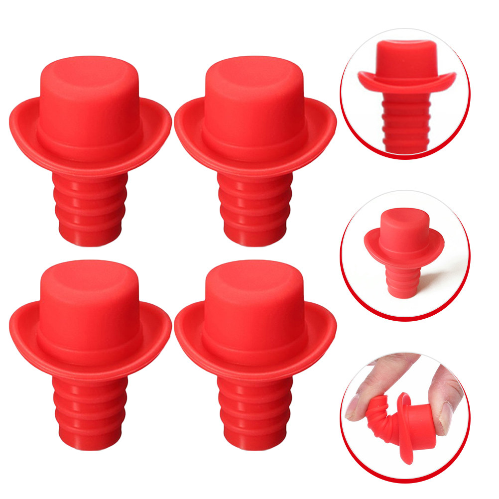 Wine Beer Hat - 4 tapones de silicona para botellas